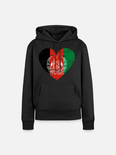 Afghanistan Flaggenherz - Frauen Premium Bio Hoodie - Schwarz