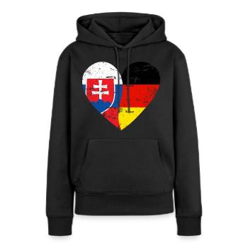 Slowakei Deutschland Flaggenherz - Frauen Premium Bio Hoodie - Schwarz - Vorne - Julia (174cm)