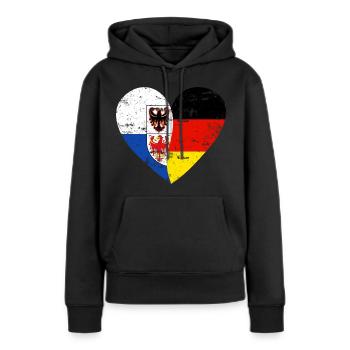 Tyrol du Sud Allemagne Drapeau Cœur - Sweat à capuche Premium bio Femme - noir - Devant - Julia (174cm)