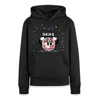 illustrated t shirt design Dont look back - Frauen Premium Bio Hoodie - Schwarz - Vorne - Julia (174cm)