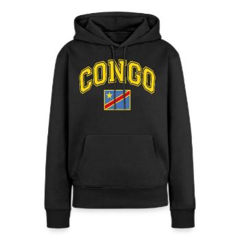 Kongo Flagge - Frauen Premium Bio Hoodie - Schwarz - Vorne - Julia (174cm)