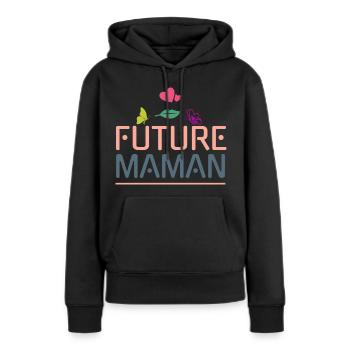 FUTURE MAMAN - Sweat à capuche Premium bio Femme - noir - Devant - Julia (174cm)