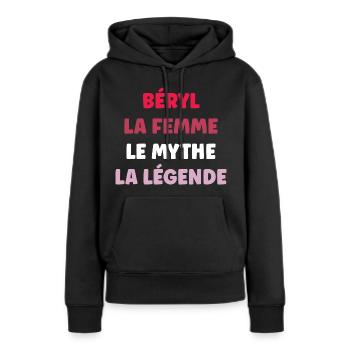 beryl la femme le mythe la légende - Sweat à capuche Premium bio Femme - noir - Devant - Julia (174cm)