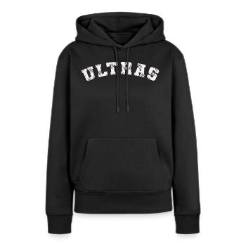 ULTRAS Fussball Design Fankurve - Frauen Premium Bio Hoodie - Schwarz - Vorne - Julia (174cm)