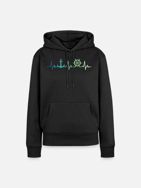 Ankerherzschlag Matrose Geschenk Matrose - Frauen Premium Bio Hoodie - Schwarz