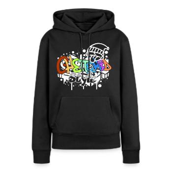Ghettokid Style Graffiti Airbrush Design - Frauen Premium Bio Hoodie - Schwarz - Vorne - Julia (174cm)