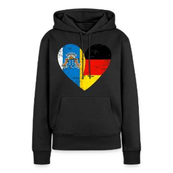 Îles Canaries Allemagne Flag Heart - Sweat à capuche Premium bio Femme - noir - Devant - Julia (174cm)