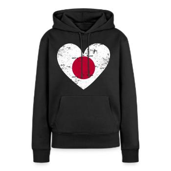Cœur du drapeau du Japon - Sweat à capuche Premium bio Femme - noir - Devant - Julia (174cm)