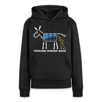 Märchen werden wahr - Goldesel - Photovoltaik - Frauen Premium Bio Hoodie - Schwarz - Vorne - Julia (174cm)