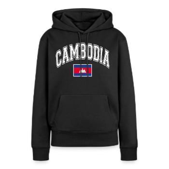Drapeau du Cambodge - Sweat à capuche Premium bio Femme - noir - Devant - Julia (174cm)