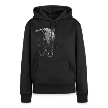 Pferd - Frauen Premium Bio Hoodie - Schwarz - Vorne - Julia (174cm)