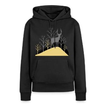 Hirsch im Wald - Frauen Premium Bio Hoodie - Schwarz - Vorne - Julia (174cm)