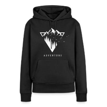 Modernes geometrisches Naturgebirgsabenteuer - Frauen Premium Bio Hoodie - Schwarz - Vorne - Julia (174cm)