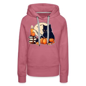 Black cat in Halloween mood - Women’s Premium Organic Hoodie - mauve - Front - Isabella (175cm)
