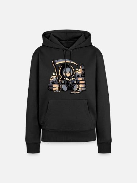 Mignon Grim Reaper Amateur de livres - Sweat à capuche Premium bio Femme - noir