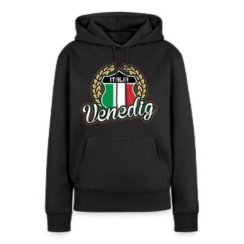 Venise - Sweat à capuche Premium bio Femme - noir - Devant - Julia (174cm)