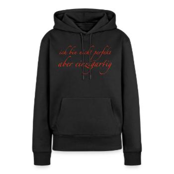 Je ne suis pas parfait - Sweat à capuche Premium bio Femme - noir - Devant - Julia (174cm)