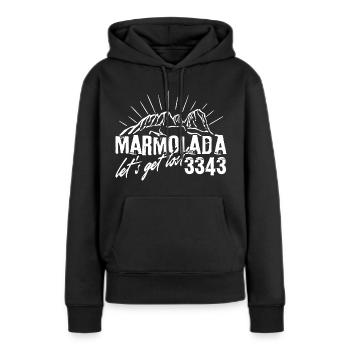 Marmolada 3343 Dolomites Tyrol du Sud Let’s get lost - Sweat à capuche Premium bio Femme - noir - Devant - Julia (174cm)