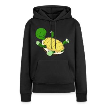 Schildkröte auf dem Rücken - Frauen Premium Bio Hoodie - Schwarz - Vorne - Julia (174cm)