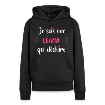 léana qui déchire - Sweat à capuche Premium bio Femme - noir - Devant - Julia (174cm)