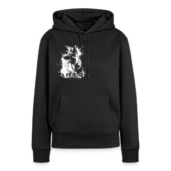 A dog is a Friend | White Logo - Frauen Premium Bio Hoodie - Schwarz - Vorne - Julia (174cm)