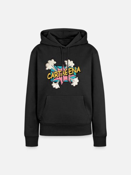Cartagena Spanien Stadt Schrift Pop Art Comic - Frauen Premium Bio Hoodie - Schwarz