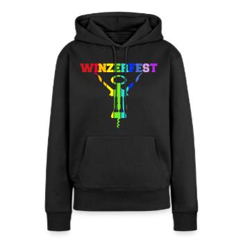 lustiger Regenbogen Korkenzieher zum Winzerfest - Frauen Premium Bio Hoodie - Schwarz - Vorne - Julia (174cm)