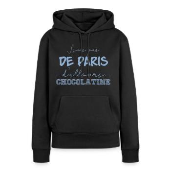 Pain au Chocolat VS Chocolatine - Sweat à capuche Premium bio Femme - noir - Devant - Julia (174cm)