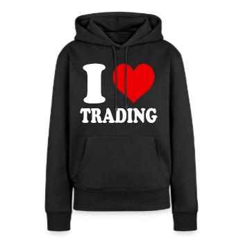 J’aime échanger le coeur drôle spirituel - Sweat à capuche Premium bio Femme - noir - Devant - Julia (174cm)