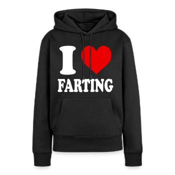 J’adore péter Pet Pet Coeur drôle - Sweat à capuche Premium bio Femme - noir - Devant - Julia (174cm)