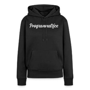 Programmatrice - Sweat à capuche Premium bio Femme - noir - Devant - Julia (174cm)
