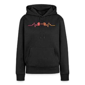 Gym Dumbbell Sunset Heartbeat Krafttraining - Frauen Premium Bio Hoodie - Schwarz - Vorne - Julia (174cm)