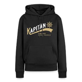 Capitaine - Sweat à capuche Premium bio Femme - noir - Devant - Julia (174cm)
