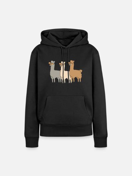 Alpaka Llama - Frauen Premium Bio Hoodie - Schwarz