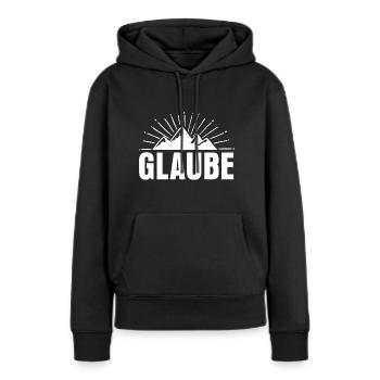 Glaube - Frauen Premium Bio Hoodie - Schwarz - Vorne - Julia (174cm)