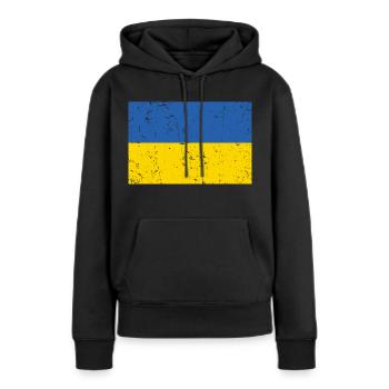 Ukraine Flagge Distressed - Frauen Premium Bio Hoodie - Schwarz - Vorne - Julia (174cm)