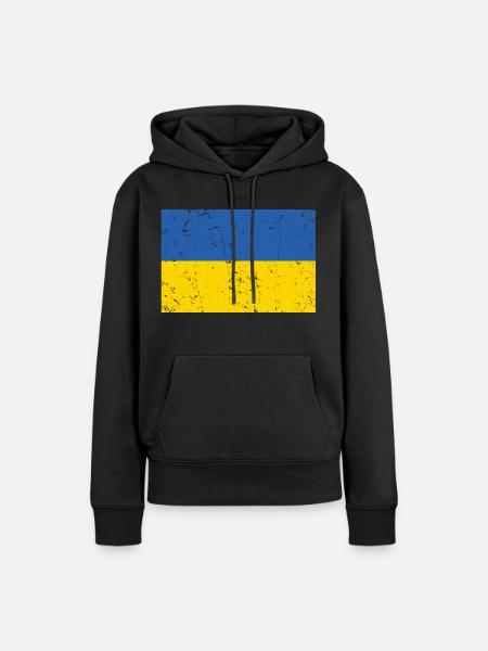 Ukraine Flagge Distressed - Frauen Premium Bio Hoodie - Schwarz