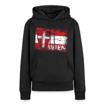 WIEN Vienna / Österreich / Wiener / Wien ist ... - Frauen Premium Bio Hoodie - Schwarz - Vorne - Julia (174cm)
