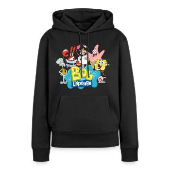 Bob l'Éponge Spongebob Patrick Sandy Krabs Carlo - Sweat à capuche Premium bio Femme - noir - Devant - Julia (174cm)