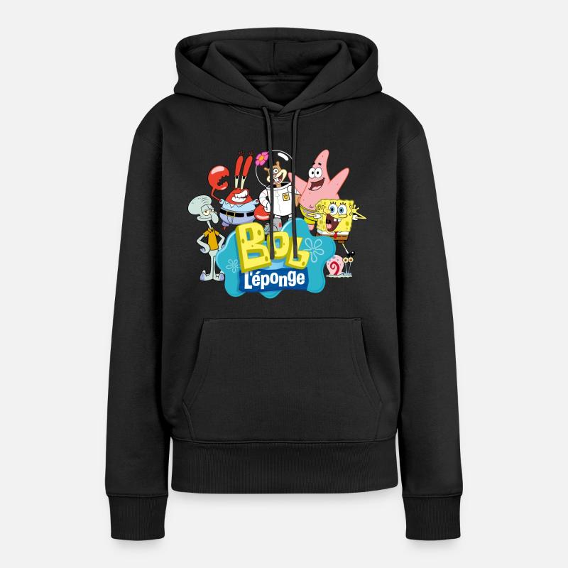 Bob l'Éponge Spongebob Patrick Sandy Krabs Carlo - Sweat à capuche Premium bio Femme - noir