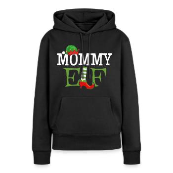 Mommy Elf - Schriftzug - Frauen Premium Bio Hoodie - Schwarz - Vorne - Julia (174cm)