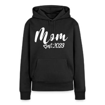 2023, Maman en devenir, annonce de grossesse - Sweat à capuche Premium bio Femme - noir - Devant - Julia (174cm)