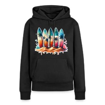 Surfeurs - Sweat à capuche Premium bio Femme - noir - Devant - Julia (174cm)