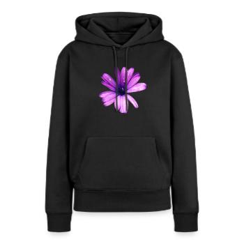 Lila Blume - Frauen Premium Bio Hoodie - Schwarz - Vorne - Julia (174cm)
