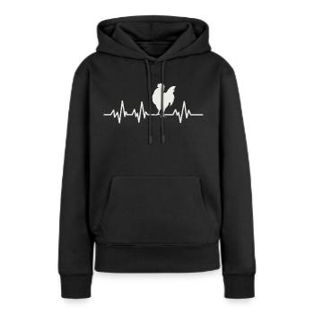 Huhn Hahn Hühner Herzschlag Equalizer Puls EKG - Frauen Premium Bio Hoodie - Schwarz - Vorne - Julia (174cm)