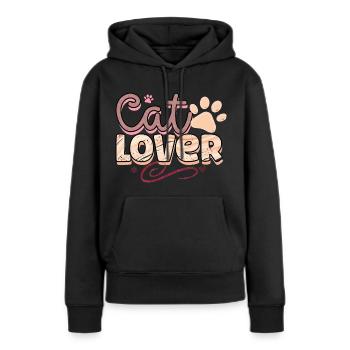 Amoureux des chats - Sweat à capuche Premium bio Femme - noir - Devant - Julia (174cm)