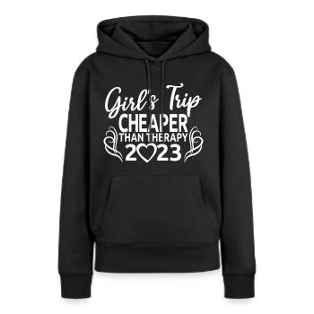 Voyage de fille moins cher que la thérapie 2023 Girls Party - Sweat à capuche Premium bio Femme - noir - Devant - Julia (174cm)