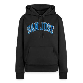 San Jose - Frauen Premium Bio Hoodie - Schwarz - Vorne - Julia (174cm)