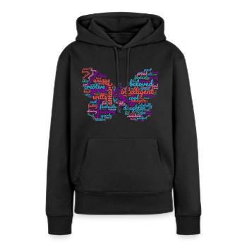 Emma Wordcloud Schmetterlingsgeschenk für Emma - Frauen Premium Bio Hoodie - Schwarz - Vorne - Julia (174cm)