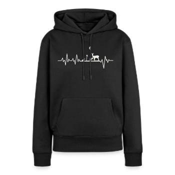 Battements de coeur Nature Sauvage Chevreuil chasseur Chasseur - Sweat à capuche Premium bio Femme - noir - Devant - Julia (174cm)